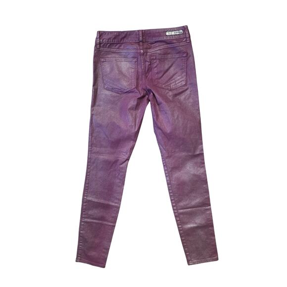 Express Stella Metallic Jeans Womens 4 Low Rise Coated Colored - Picture 6 of 7